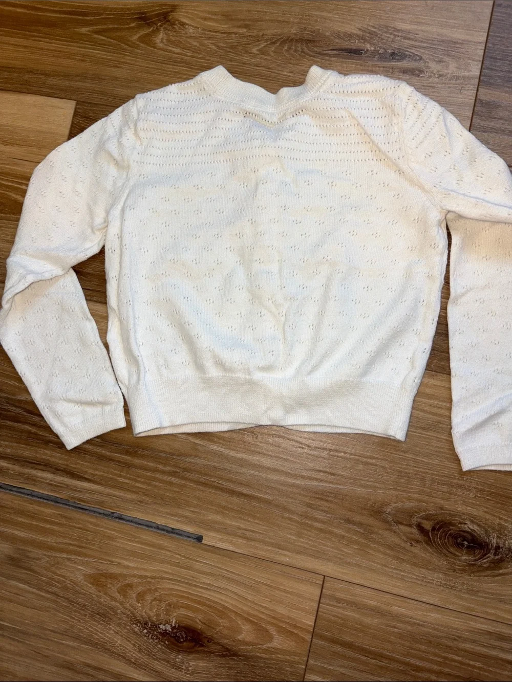 GAP Cream Eyelet Knit Button-Front Cardigan